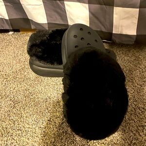 Brand New fur-lined lifted crocs